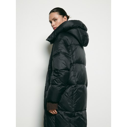 Reserved - Puchowy płaszcz z kapturem - czarny Reserved L Reserved