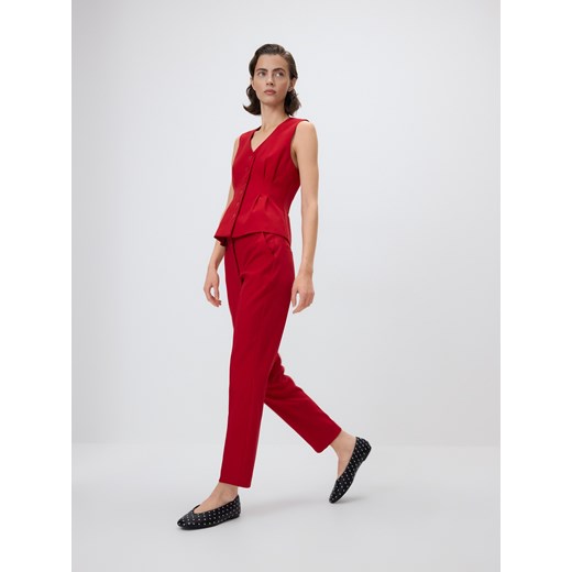 Reserved - Spodnie cygaretki z wiskozą - czerwony ze sklepu Reserved w kategorii Spodnie damskie - zdjęcie 187332244