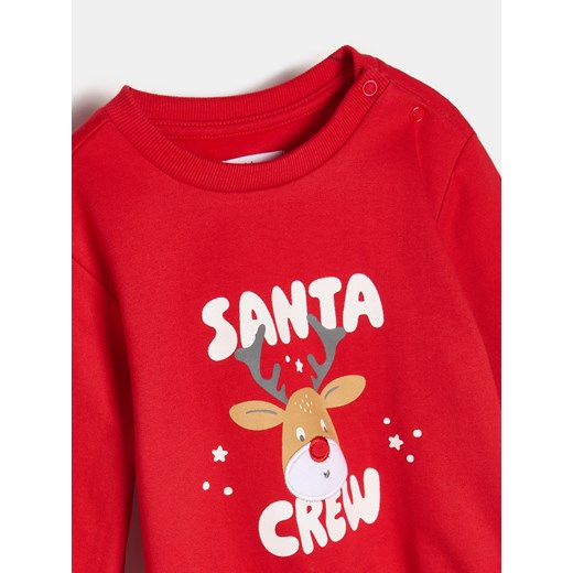 Sinsay - Bluza crewneck z motywem świątecznym - czerwony Sinsay 80 (9-12 m) Sinsay