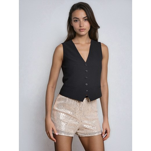 Sinsay - Szorty z cekinami - kremowy Sinsay XS Sinsay