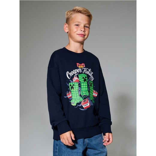 Sinsay - Bluza crewneck Minecraft - granatowy ze sklepu Sinsay w kategorii Bluzy chłopięce - zdjęcie 187333141