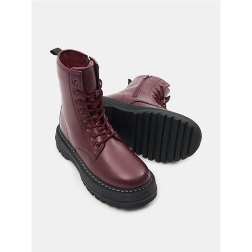 Sinsay - Botki sznurowane - bordowy ze sklepu Sinsay w kategorii Botki - zdjęcie 187333151