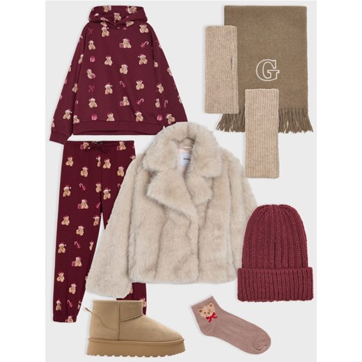 Sinsay - Prążkowane rękawiczki mitenki - beżowy ze sklepu Sinsay w kategorii Rękawiczki damskie - zdjęcie 187333153