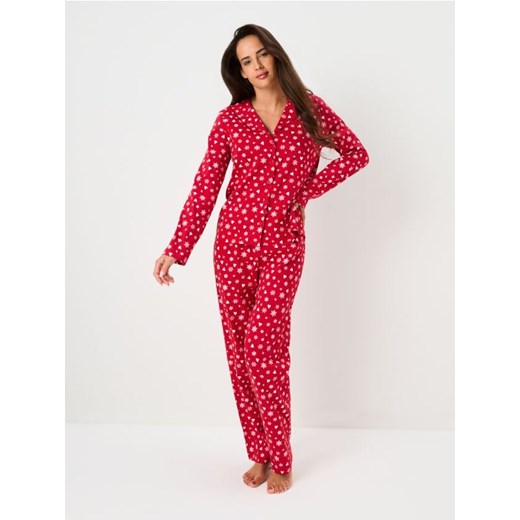 Sinsay - Bawełniana piżama dwuczęściowa ze wzorem - czerwony ze sklepu Sinsay w kategorii Piżamy damskie - zdjęcie 187333160