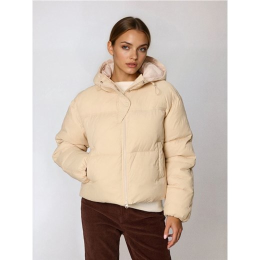 Sinsay - Pikowana kurtka puffer z kapturem - brązowy ze sklepu Sinsay w kategorii Kurtki damskie - zdjęcie 187333212