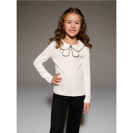 Sinsay - Prążkowana bluzka - biały ze sklepu Sinsay w kategorii Bluzki dziewczęce - zdjęcie 187333224