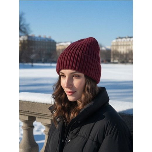 Sinsay - Prążkowana czapka beanie - bordowy ze sklepu Sinsay w kategorii Czapki zimowe damskie - zdjęcie 187333270