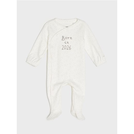 Sinsay - Bawełniany pajacyk z napisem - kremowy ze sklepu Sinsay w kategorii Pajacyki - zdjęcie 187333284