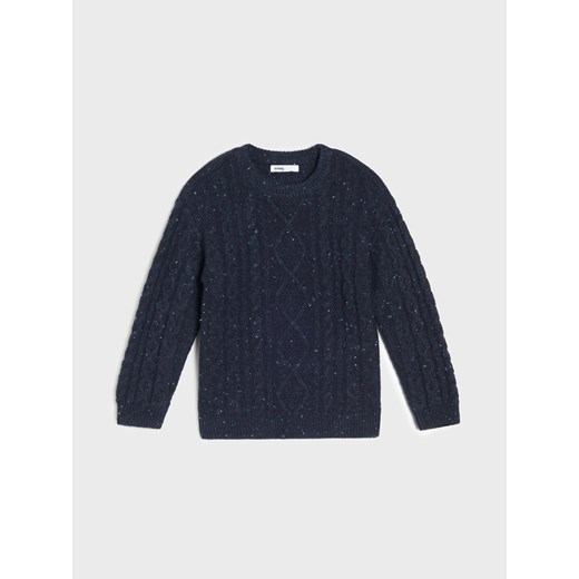 Sinsay - Sweter z dekoracyjnym splotem - granatowy Sinsay 98 (2-3 l) Sinsay
