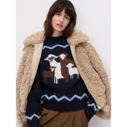 Reserved - Sweter ze wzorem - granatowy ze sklepu Reserved w kategorii Swetry damskie - zdjęcie 187333943