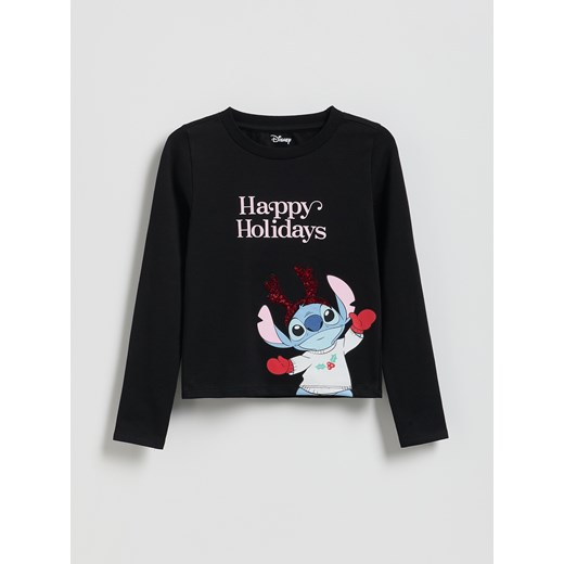 Reserved - Świąteczna bluzka Lilo i Stitch - czarny ze sklepu Reserved w kategorii Bluzki dziewczęce - zdjęcie 187333980