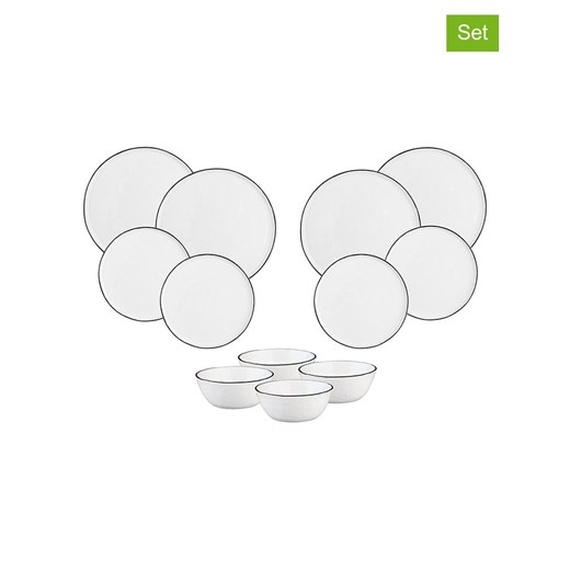 Björn 12-częściowy zestaw talerzy &quot;Pure&quot; w kolorze biało-czarnym ze sklepu Limango Polska w kategorii Naczynia - zdjęcie 187334422