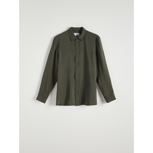 Reserved - Koszula regular fit z modalu - ciemnozielony Reserved S wyprzedaż Reserved