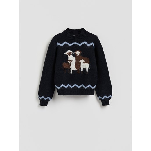 Reserved - Sweter ze wzorem - granatowy ze sklepu Reserved w kategorii Swetry damskie - zdjęcie 187337084