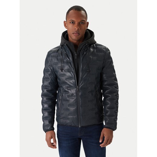 Milestone Kurtka skórzana MS Alonso 5310196 0715 Granatowy Regular Fit ze sklepu MODIVO w kategorii Kurtki męskie - zdjęcie 187337660