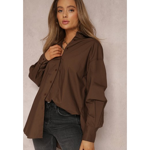 Ciemnobrązowa Koszula Bawełniana Aquida ze sklepu renee.pl w kategorii Koszule damskie - zdjęcie 187338144