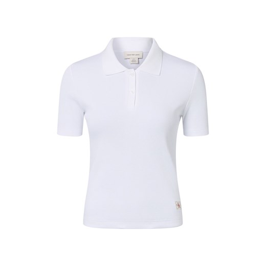 Calvin Klein Jeans Damska koszulka polo Kobiety Bawełna biały jednolity ze sklepu vangraaf w kategorii Bluzki damskie - zdjęcie 187338200