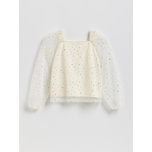 Reserved - Tiulowa bluzka - złamana biel ze sklepu Reserved w kategorii Bluzki dziewczęce - zdjęcie 187338333