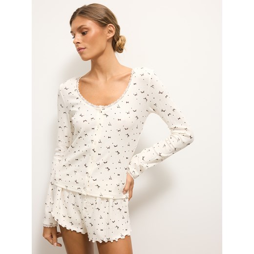 Mohito - Bluzka do spania - kremowy Mohito L Mohito