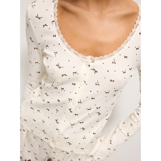 Mohito - Bluzka do spania - kremowy Mohito L Mohito