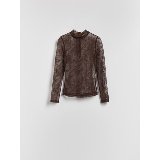 Reserved - Koronkowa bluzka - bordowy ze sklepu Reserved w kategorii Bluzki damskie - zdjęcie 187339994