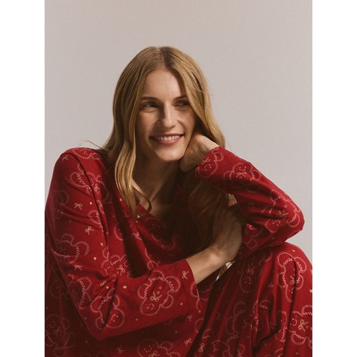 Reserved - Piżama ze świątecznym motywem - czerwony ze sklepu Reserved w kategorii Piżamy damskie - zdjęcie 187340113