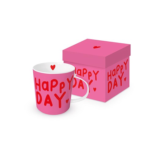ppd Kubek jumbo &quot;Happy Heart&quot; w kolorze czerwono-różowym - 400 ml ze sklepu Limango Polska w kategorii Naczynia - zdjęcie 187340540