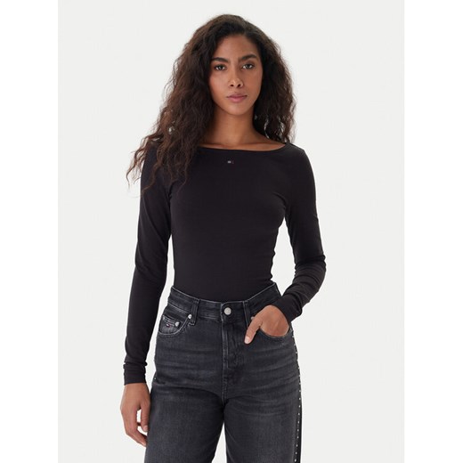 Tommy Jeans Bluzka DW0DW21548 Czarny Slim Fit ze sklepu MODIVO w kategorii Bluzki damskie - zdjęcie 187341002