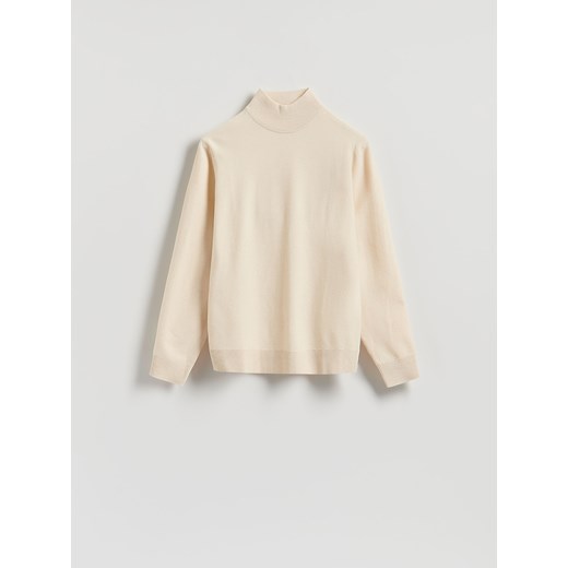 Reserved - Gładki golf z dzianiny - kremowy ze sklepu Reserved w kategorii Swetry męskie - zdjęcie 187341253