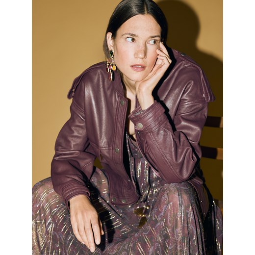 Reserved - Skórzana kurtka - mahoniowy ze sklepu Reserved w kategorii Kurtki damskie - zdjęcie 187341340