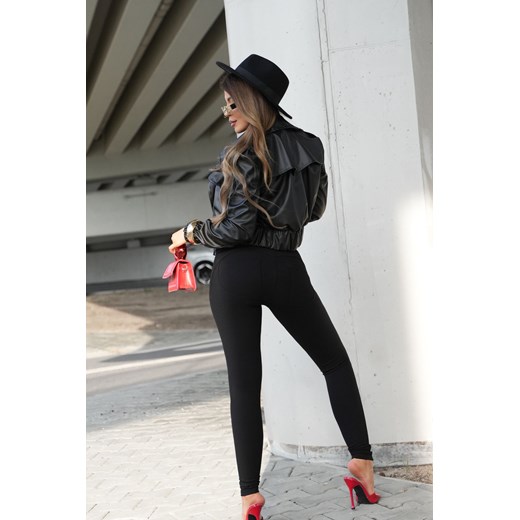 klasyczne legginsy push up lycra matowa mielczarkowski polski produkt  - czarne ze sklepu STYLOWO w kategorii Spodnie damskie - zdjęcie 187342363