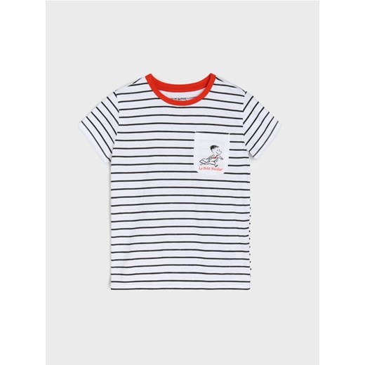 Sinsay - Bawełniana koszulka w paski Le Petit Nicolas - biały ze sklepu Sinsay w kategorii Bluzki dziewczęce - zdjęcie 187342862