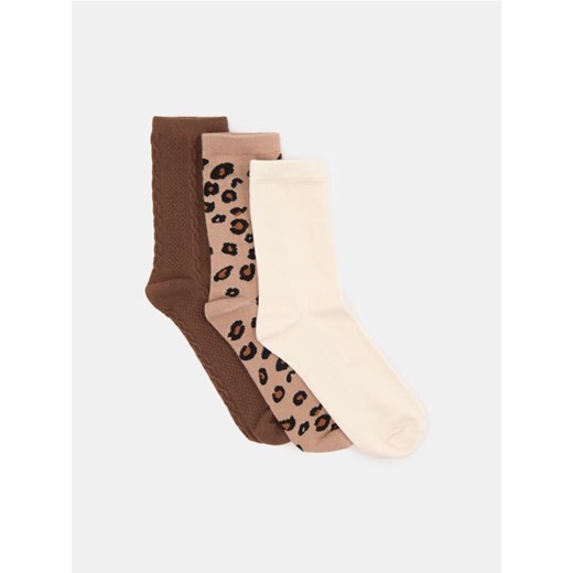 Sinsay - Skarpetki 3 pack - beżowy ze sklepu Sinsay w kategorii Skarpetki damskie - zdjęcie 187342873
