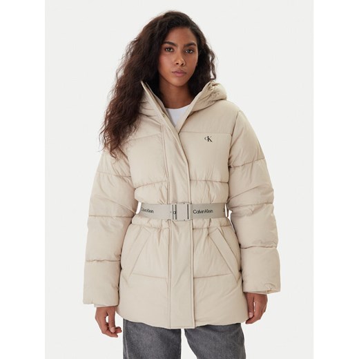 Calvin Klein Jeans Kurtka zimowa LV047D507G Beżowy Regular Fit ze sklepu MODIVO w kategorii Kurtki damskie - zdjęcie 187343411