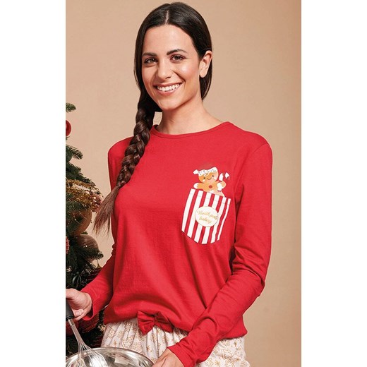 Świąteczna piżama damska w pierniczki czerwona GRETEL, Kolor czerwony-wzór, Rozmiar L, Sorbetto ze sklepu Primodo w kategorii Piżamy damskie - zdjęcie 187343872