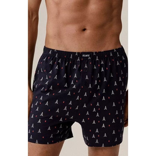Atlantic 2-pack luźne bokserki męskie 2GMB-010-GRANATOWY, Kolor granatowy-wzór, Rozmiar L, ATLANTIC ze sklepu Intymna w kategorii Majtki męskie - zdjęcie 187344220