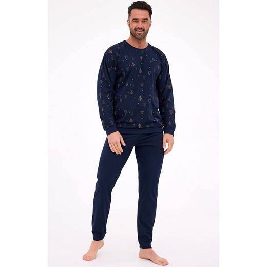 Długa piżama męska w choinki Night 3 457/299, Kolor granatowy, Rozmiar L, Cornette ze sklepu Intymna w kategorii Piżamy męskie - zdjęcie 187344261