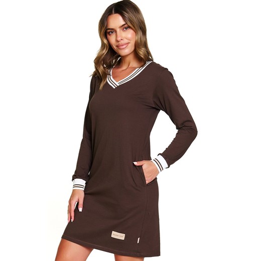 Doctor Nap koszula nocna z długim rękawem TM.4534.BROWNIE, Kolor brązowy, Rozmiar S, Doctor Nap ze sklepu Intymna w kategorii Koszule nocne - zdjęcie 187344284