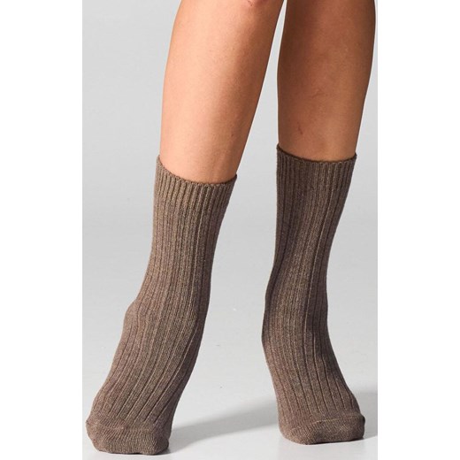 Skarpetki damskie z wełną merynosów i kaszmirem kawowe SCM26, Kolor kawowy, Rozmiar 36-40, LEGS ze sklepu Intymna w kategorii Skarpetki damskie - zdjęcie 187344463