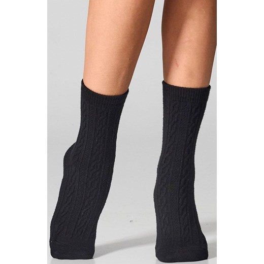 2-pack czarne skarpetki damskie z fakturą warkocza WC28 Velvet, Kolor czarny, Rozmiar 36-40, LEGS ze sklepu Intymna w kategorii Skarpetki damskie - zdjęcie 187344480