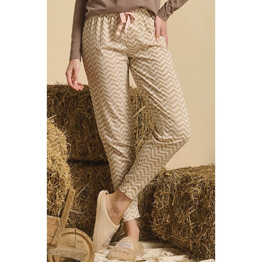 Długa piżama damska z owieczką i napisem brązowa DEBORAH, Kolor brązowo-beżowy, Rozmiar L, Sorbetto ze sklepu Intymna w kategorii Piżamy damskie - zdjęcie 187344691