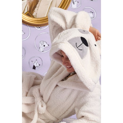 Puszysty ciepły szlafrok damski z kapturem i uszkami biały IGRID, Kolor biały, Rozmiar L/XL, Sorbetto ze sklepu Intymna w kategorii Szlafroki damskie - zdjęcie 187344701