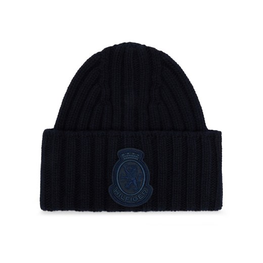 Czapka Tommy Hilfiger Th Crest Fluffy AW0AW18210 Granatowy ze sklepu eobuwie.pl w kategorii Czapki zimowe damskie - zdjęcie 187345861