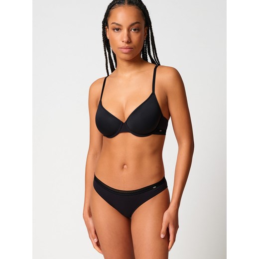 SKINY Biustonosz damski z fiszbinami - usztywniany Kobiety Modal czarny jednolity ze sklepu vangraaf w kategorii Biustonosze - zdjęcie 187346444