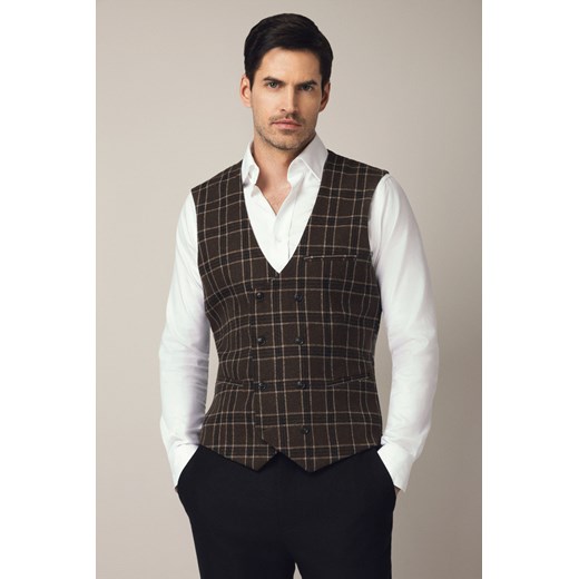 Kamizelka Brązowa z Wełną w Kratę Arpino ze sklepu Lancerto S.A. w kategorii Kamizelki męskie - zdjęcie 187346570