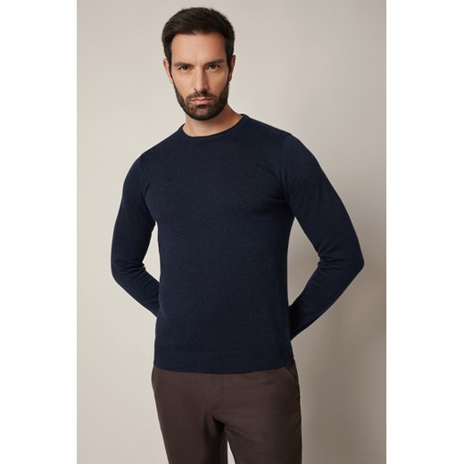Sweter Granatowy Bawełniany Joakim ze sklepu Lancerto S.A. w kategorii Swetry męskie - zdjęcie 187346641