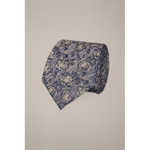 Krawat Beżowo-Granatowy w Kwiaty ze sklepu Lancerto S.A. w kategorii Krawaty - zdjęcie 187346652