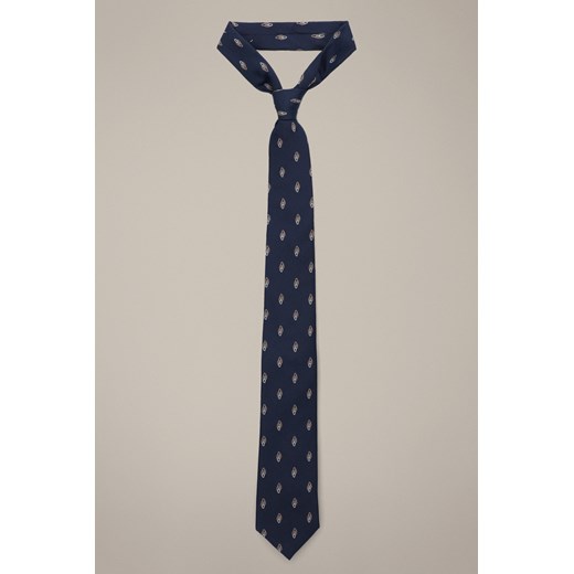 Krawat Granatowy Jedwabny Wzór ze sklepu Lancerto S.A. w kategorii Krawaty - zdjęcie 187346654