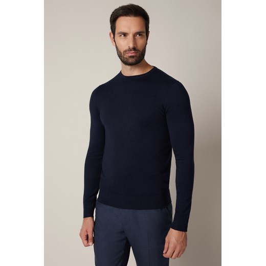 Sweter Granatowy z Wiskozą Luell ze sklepu Lancerto S.A. w kategorii Swetry męskie - zdjęcie 187346674