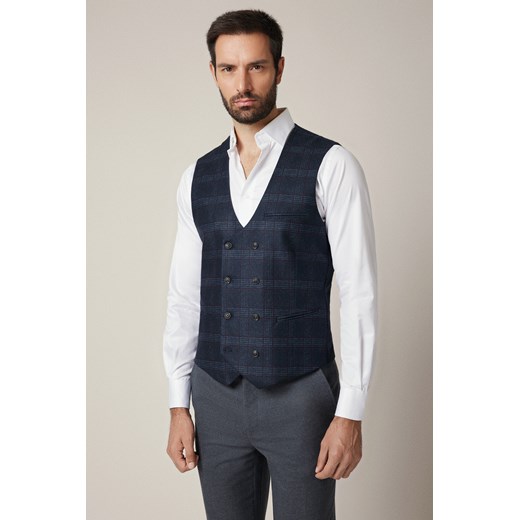 Kamizelka Granatowa w Kratę Księcia Walii Morano ze sklepu Lancerto S.A. w kategorii Kamizelki męskie - zdjęcie 187346702